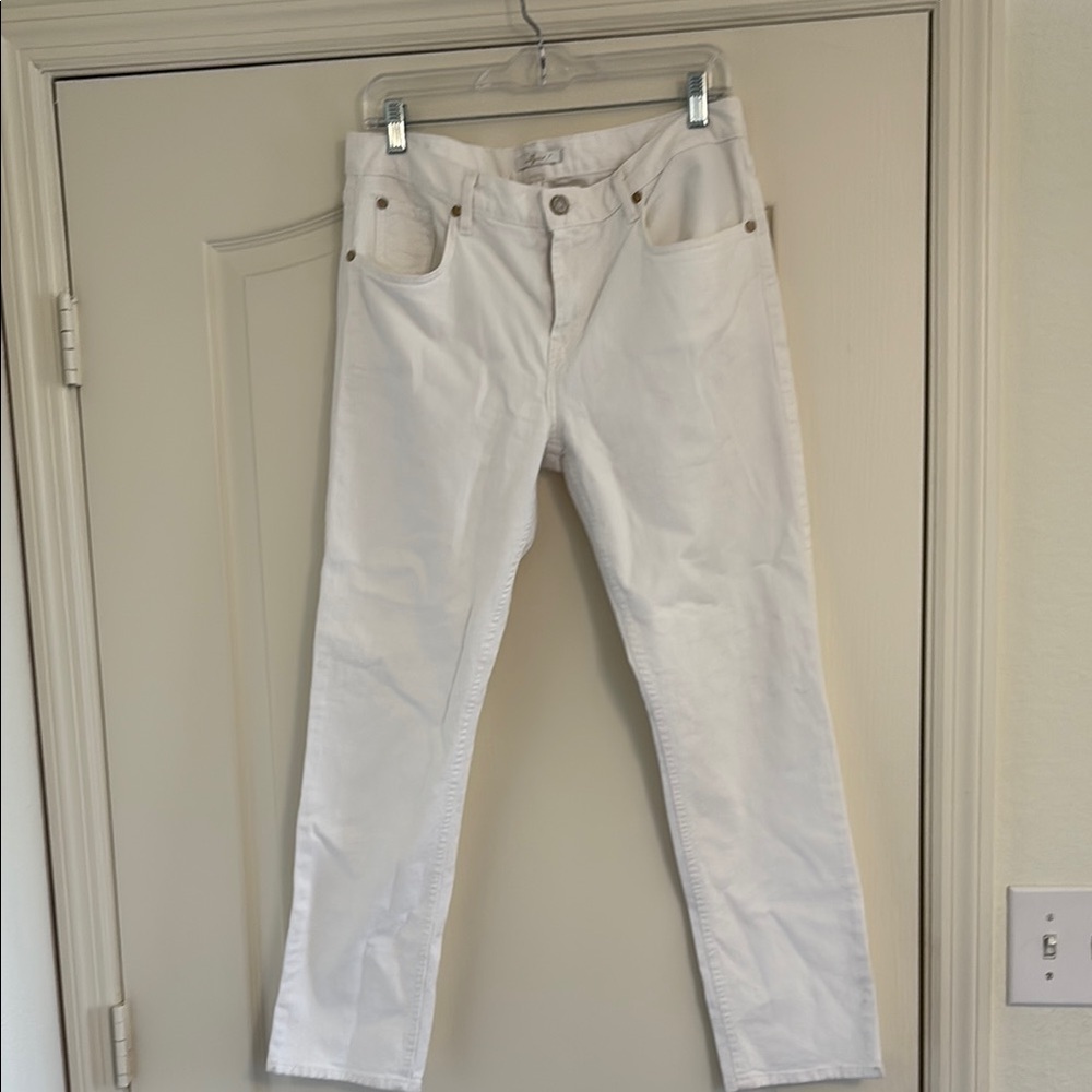 7 For All Mankind White Straight Jeans